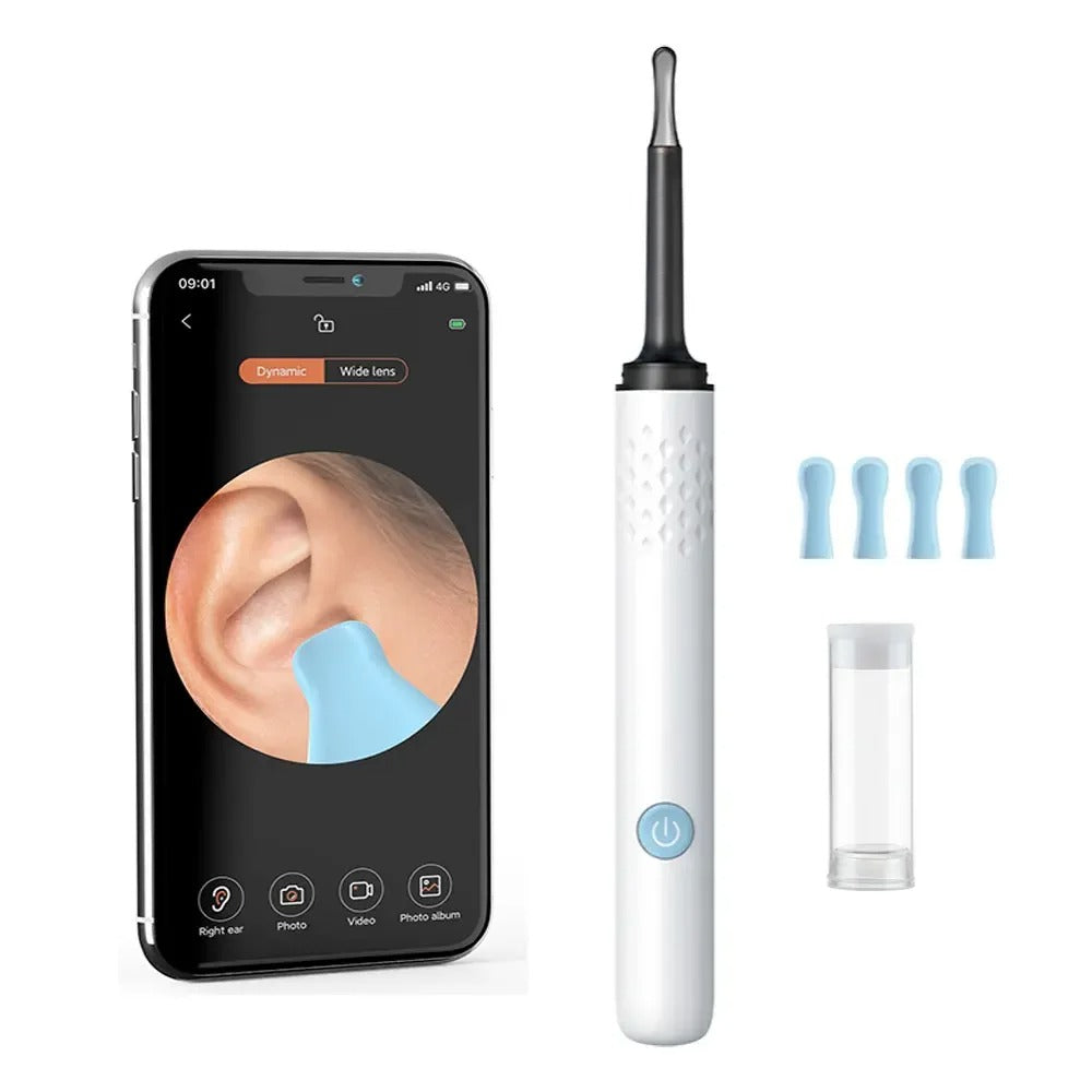 WiFi oorreiniger met camera & LED in wit
