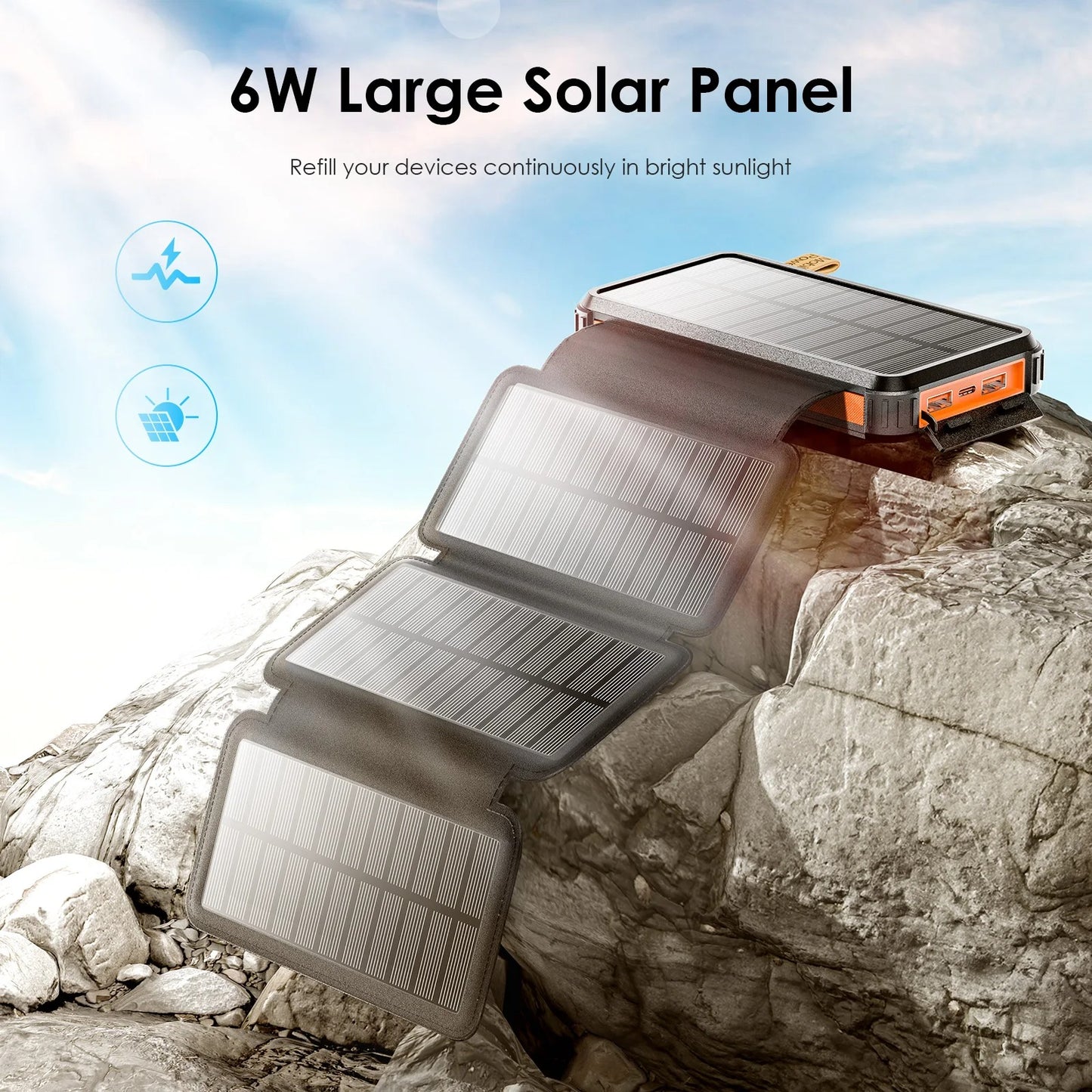 Zonne-energie powerbank met panelen