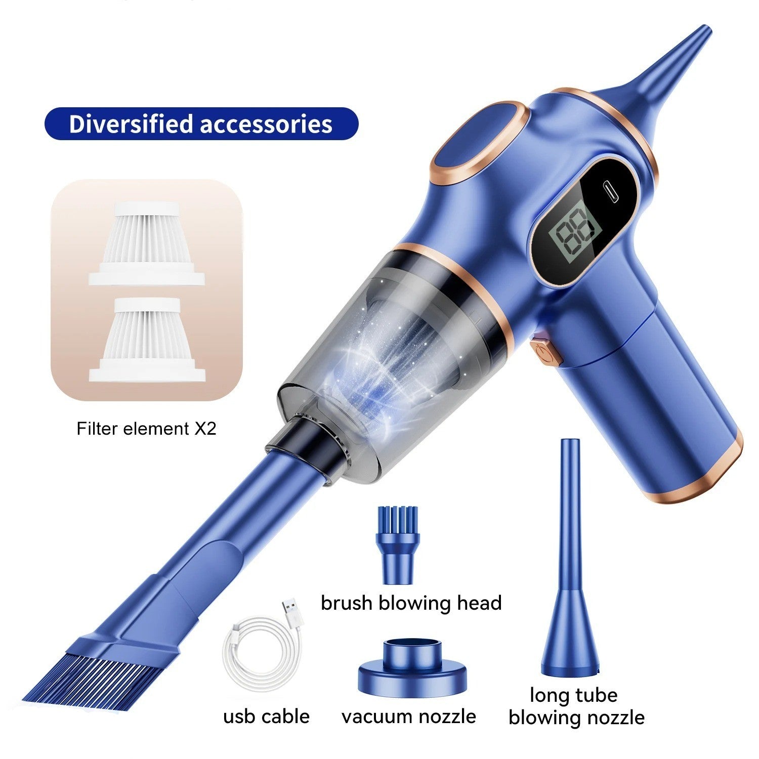 Draadloze auto stofzuiger met accessoires