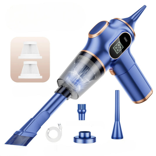 Draadloze auto stofzuiger in blauw