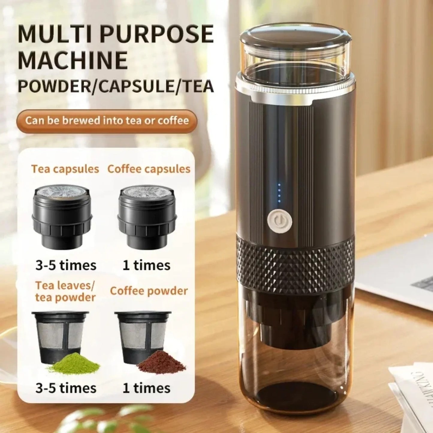 Draadloze draagbare espressomachine is multifunctioneel
