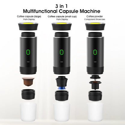 Draagbaar elektrisch koffiezetapparaat met 3-in-1 functie