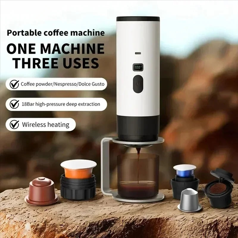 Draagbaar espresso apparaat 3-in-1