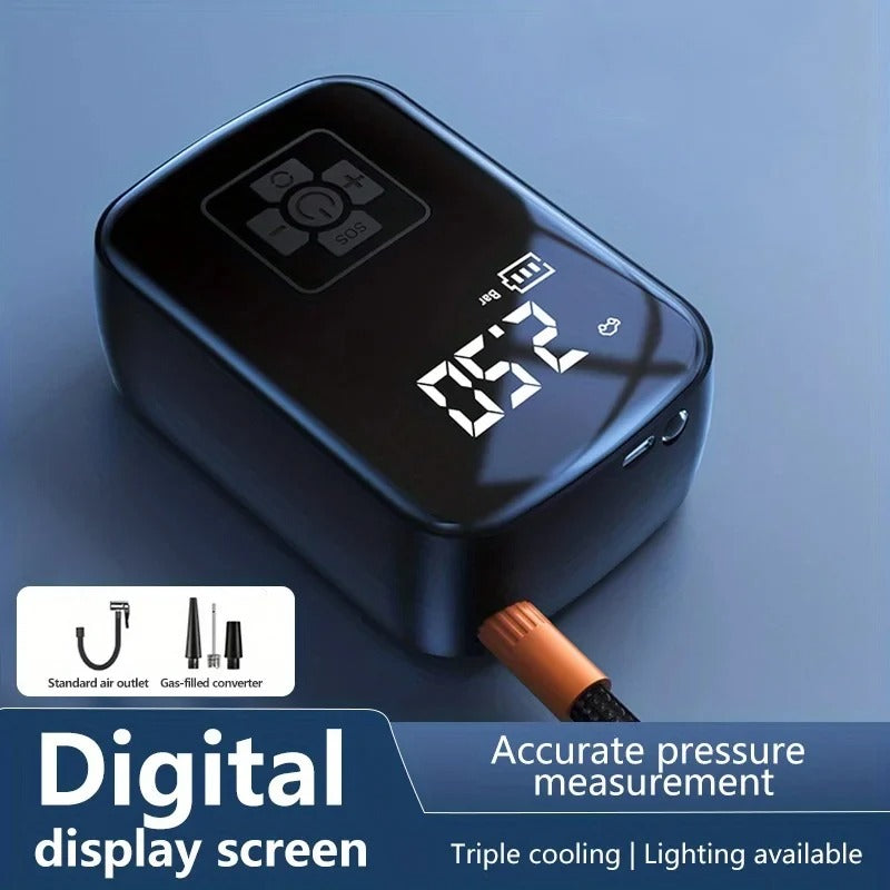 Draagbare bandenpomp met digitale display