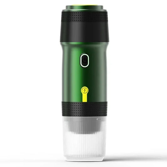 Draagbare espresso machine in groen