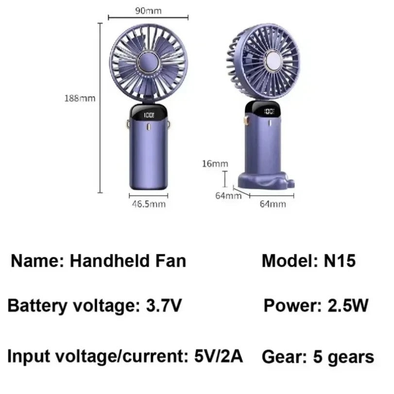 Draagbare miniventilator met details