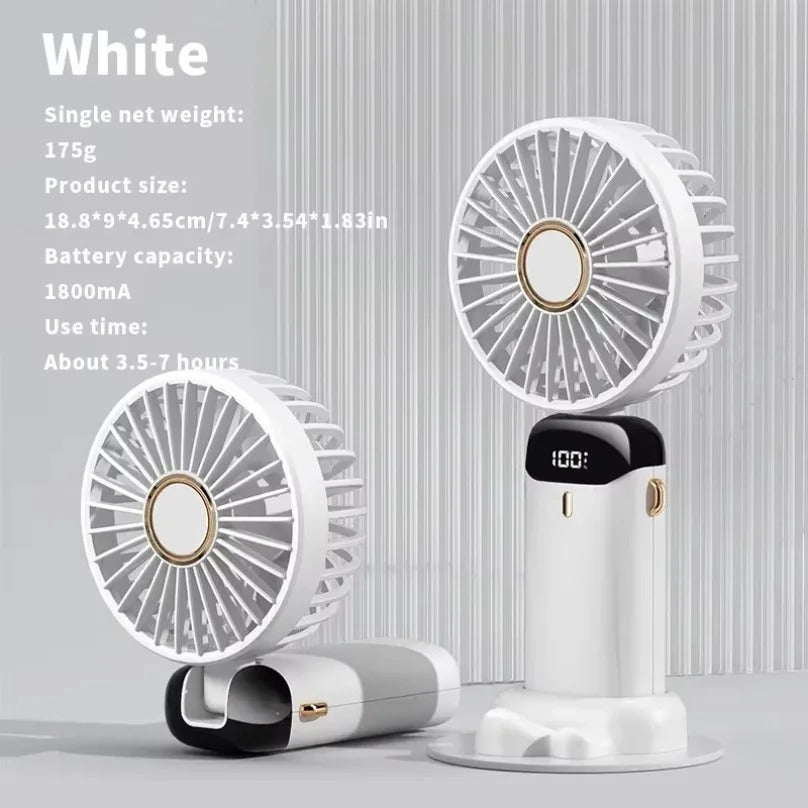 Draagbare miniventilator in wit met details