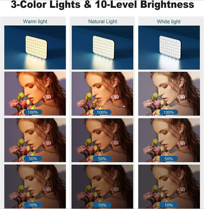 LED selfie invullicht met 3 lichtkleuren en 10 helderheidslevels