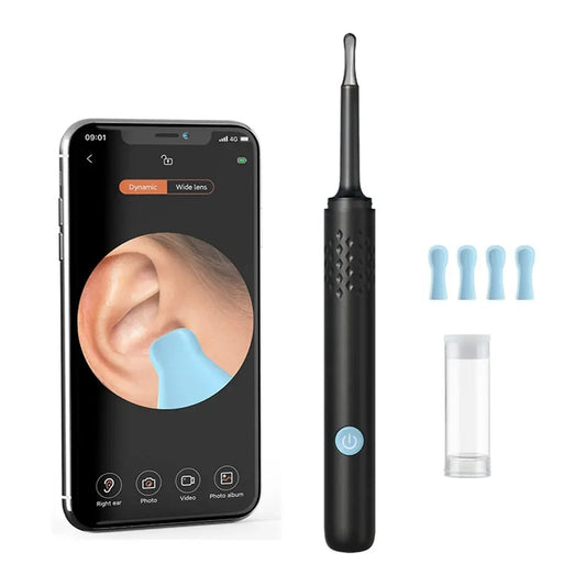 WiFi oorreiniger met camera & LED in zwart