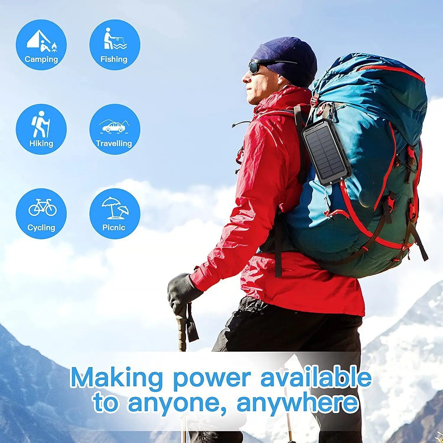 Waterdichte zonne-energie powerbank overal te gebruiken