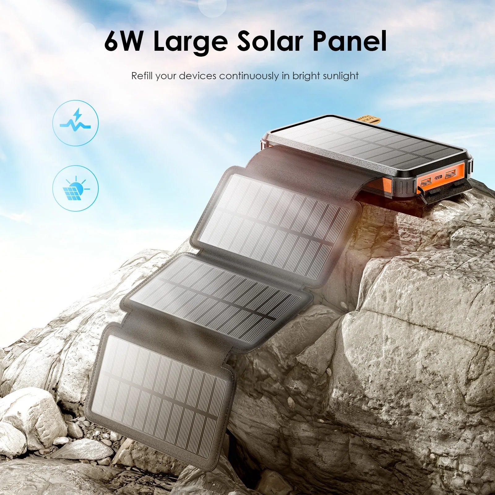 Zonne-energie powerbank met panelen
